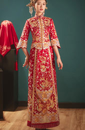 Beads Dragon Phoenix Embroidery Wedding Bridal Qun Kwa