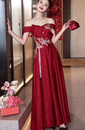 Off Shoulder Sequins Appliques A-Line Bridal Wedding Dress