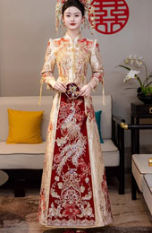 Shimmer Champagne Sequins Phoenix Wedding Bridal Qun Kwa