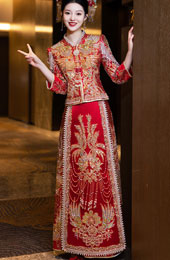 Gorgeous Shimmer Zircon Phoenix Wedding Bridal Qun Kwa