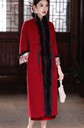 Red Wool Blend Oversized Poncho Cape Coat