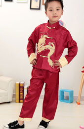 Kids Boys Dragon Chinese Tang Suit Kungfu Uniform Top Pants
