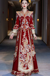 Winter Velvet Beads Phoenix Wedding Bridal Qun Gua Outfits