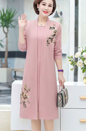 2 Pieces Mothers Women Dress Outfit with Jacket