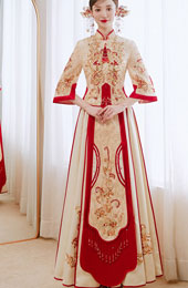 Champagne Sequined Wedding Bride Qun Kwa Xiu He