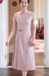 Pink Red Floral Mothers A-Line Cheongsam Qipao Dress