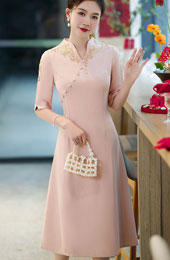 Clearance Mothers A-Line Wedding Cheongsam Qipao Dress