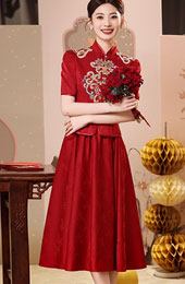 2 Pieces Modern Wedding Bridal Top & Midi Skirt Xiuhe