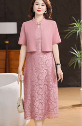 Faux Two Pieces Bridal Mothers Midi Cheongsam Dress