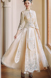 2026 Luxury Champagne Sequins Wedding Bridal Qun Kwa