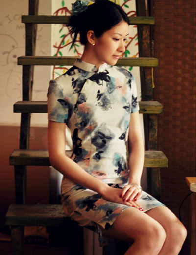 Chinese Qipao with Butterfly Print