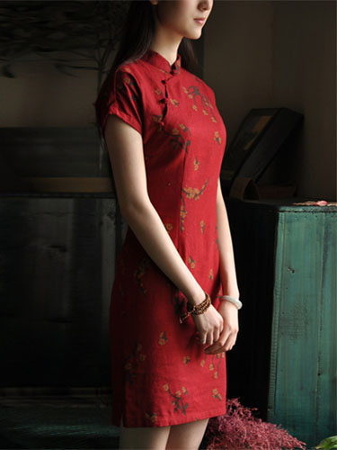 Red Floral Cheongsam / Chinese Qipao Dress Red Floral Cheongsam / Chinese Qipao Dress