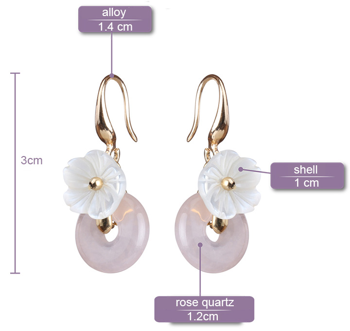 Pink Quartz Drop Earrings, Chinese Wedding Dangle Earrings