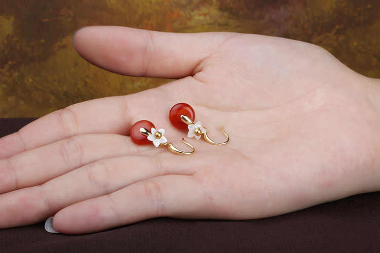 Little Rea Agate Drop Earrings, Chinese Wedding Dangle Earrings