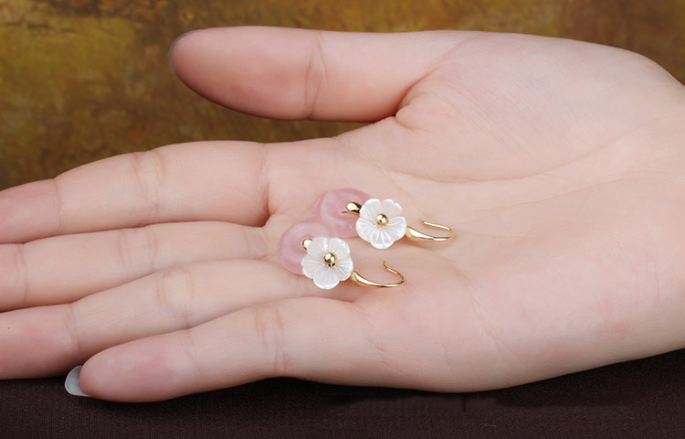 Pink Quartz Drop Earrings, Chinese Wedding Dangle Earrings