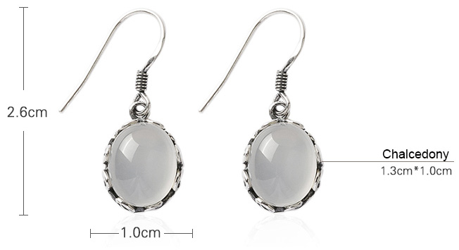 White Chalcedony Earrings, Silver Drop Dangle Earrings