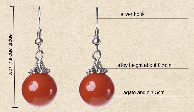 Red Agate Dangle Drop Earrings