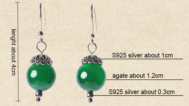 Green Agate Dangle Drop Earrings