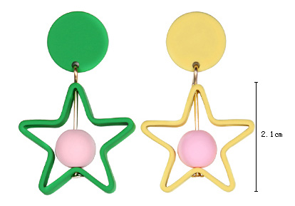 Colorblocked Geometric Star Stud Earrings