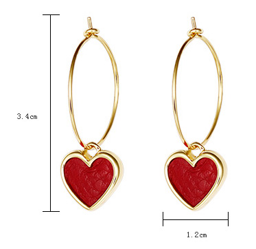 Red Heart Drop Earring, Hoop Drop Earrings