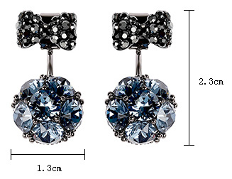 Bowknot Blue Champagne Crystal Drop Earrings 