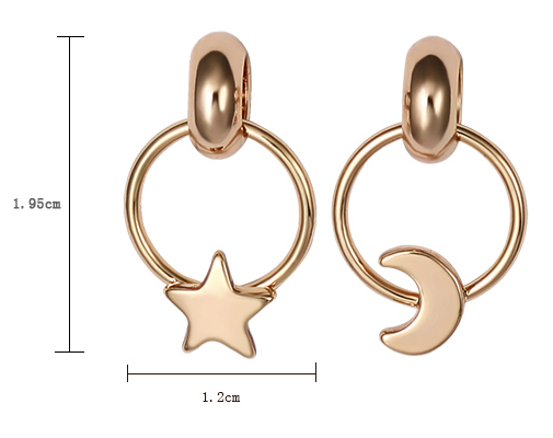 Gold Hoop Earrings, Moon Star Drop Earring