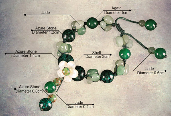 Green Azure Stone Jade String Bracelets, Handmade Bracelet