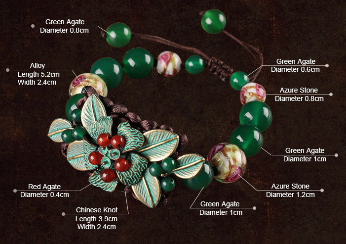 Green Agate Bracelets, Handmade Chinese Knot Bracelet
