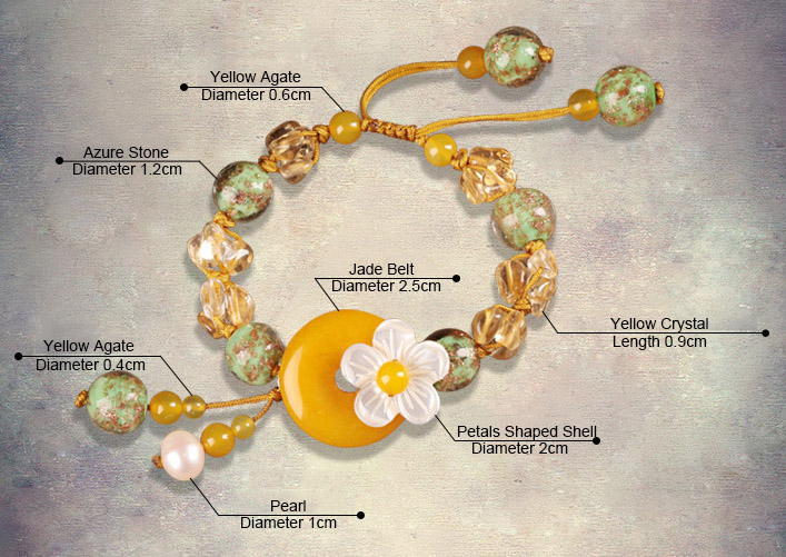 Yellow Crystal Bracelets, Handmade String Bracelet