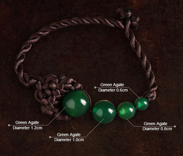 Green Agate Beads Bracelets, Handmade Chinese Knot Bracelet