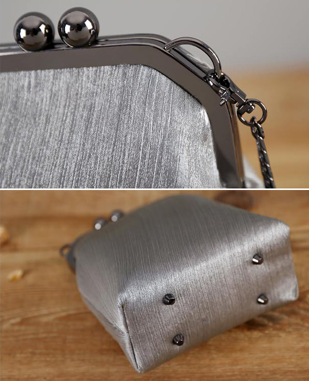 Gray Chain Clutch Wallet Bag