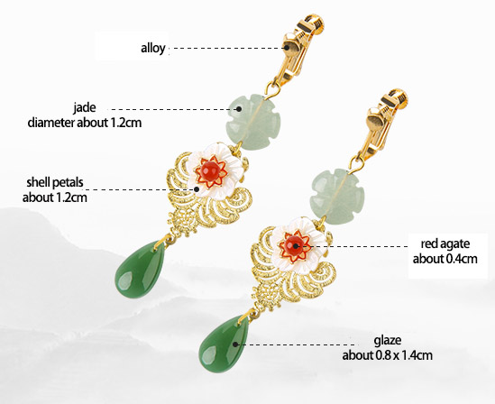 Green Jade Glaze Dangle Earrings, Clip On Pierced Earrings