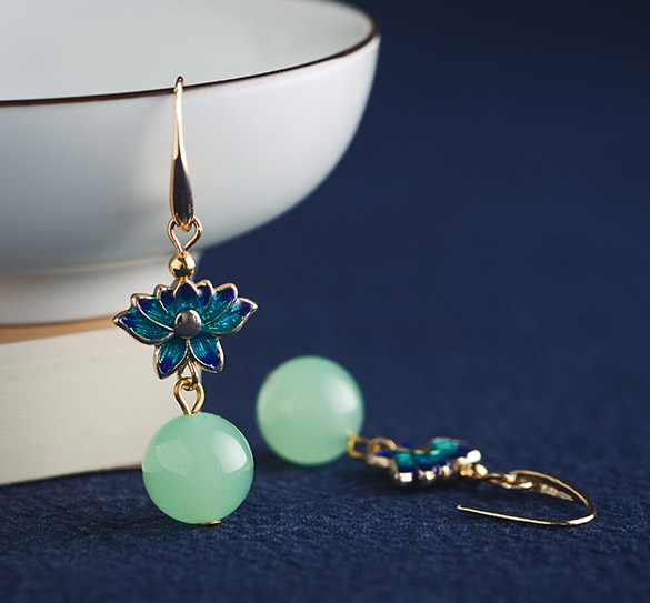 Green Jade Glaze Dangle Earrings, Clip On Pierced Earrings