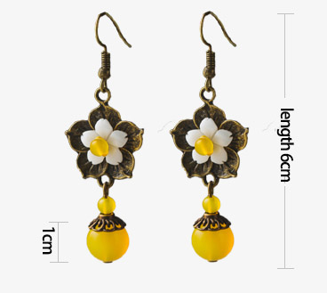 Yellow Agate Dangle Earrings, Clip On Pierced Earrings