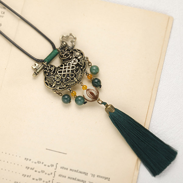 Alloy Longeval Lock Adjustable String Tassel Necklaces