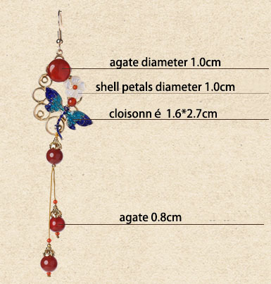 Red Agate Long Drop Dangle Earrings 