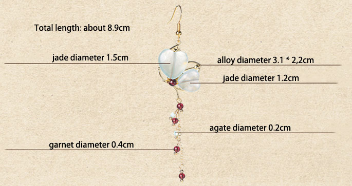 Heart Jade Long Drop Dangle Earrings