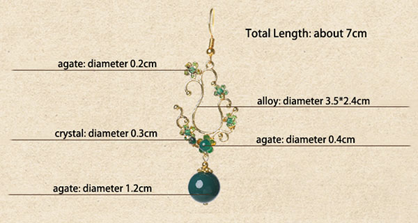 Green Agate Jade Drop Dangle Earrings Clip on Earrings