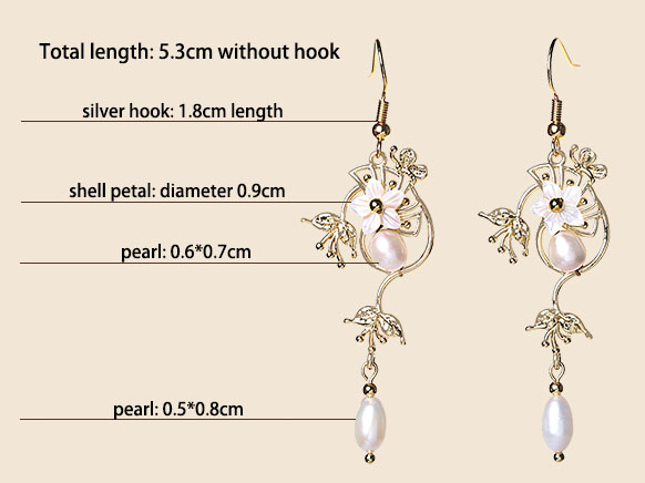 Pear Petals Drop Dangle Earrings Clip on Earrings