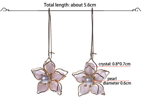 Pink Crystal Petals Drop Dangle Earrings