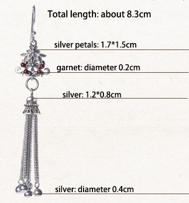 Long Drop Silver Tassel Dangle Earrings