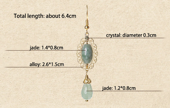 Green Jade Drop Dangle Clip On Earrings