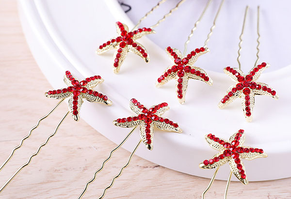 6 Pieces Rhinestone Starfish Hair Pins Set