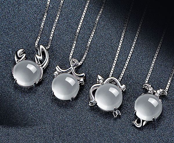 Silver Crystal 12 Constellation Zodiac Pendant Necklace