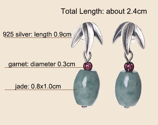 Silver Jade Drop Dangle Pierced Earrings