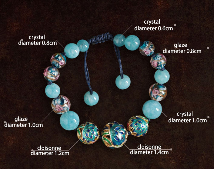 Blue Crystal Cloisonne Bracelets, Handmade String Bracelet