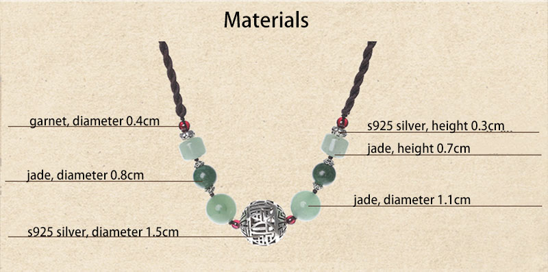 Handmade Adjustable String Jade Silver Necklace