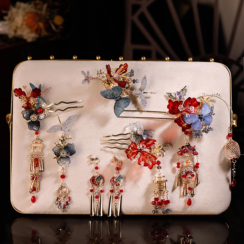 Alloy Flower Butterfly Bird Bridal Hair Clips & Earrings
